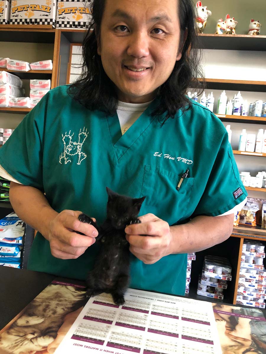 Dr. Hsu and one of our smallest patients